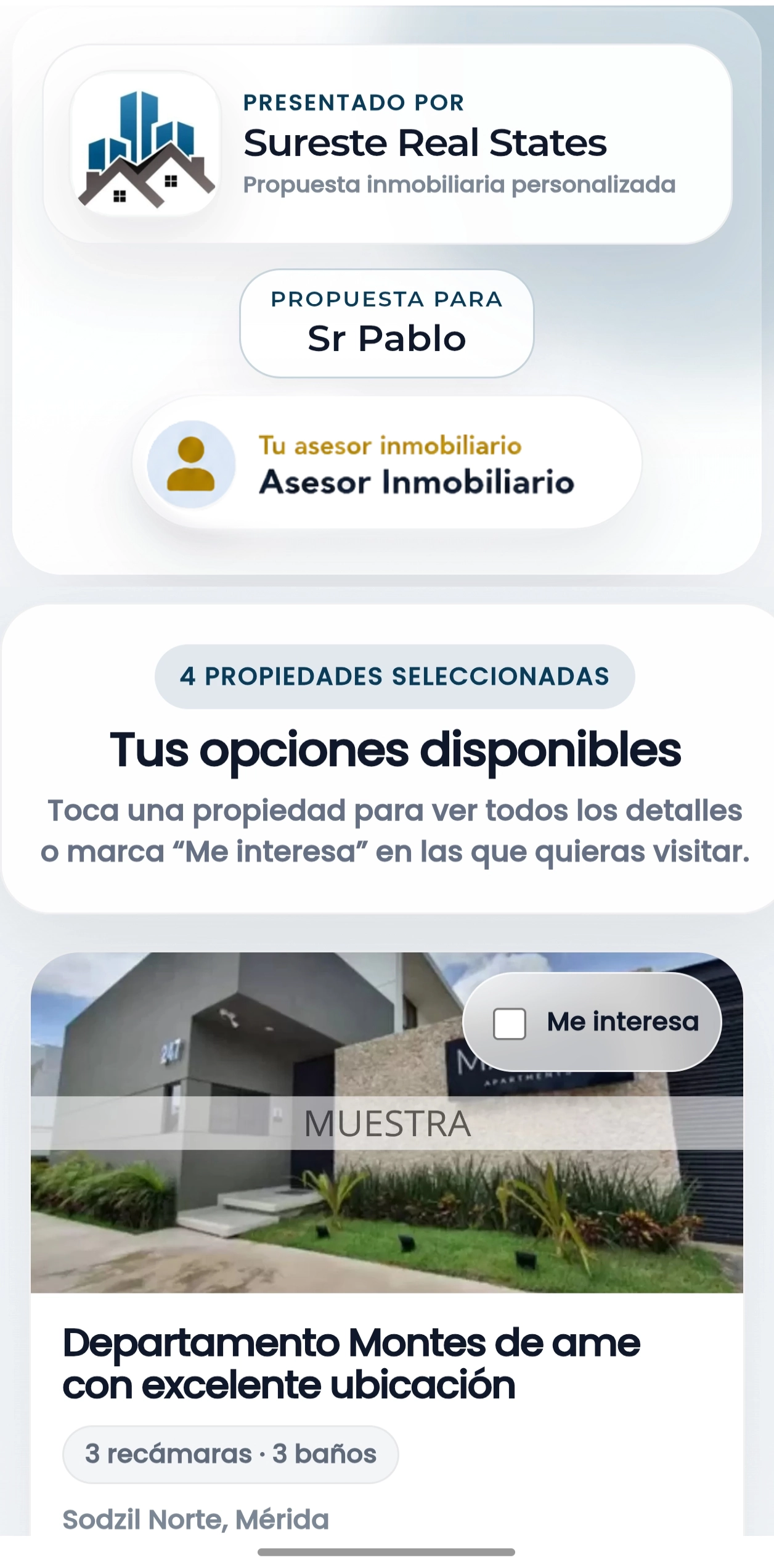 Portada de propuesta personalizada con logo, color y asesor